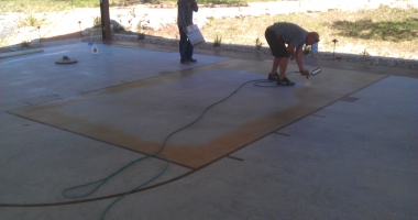 stained and sealed basketball court