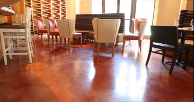 stained concrete flooring restaurant